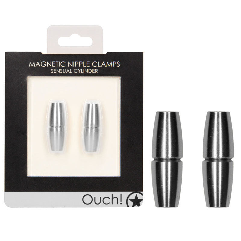 OUCH! Magnetic Nipple Clamps Sensual Cylinder - Silver